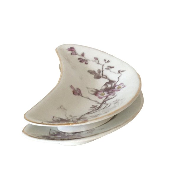Vintage Bone Dish Set Austrian Karlsbad BBD Cherry Blossom 7" x 3.25" Porcelain - Picture 7 of 7